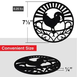 Silicone Trivet For Hot Dishes, Pots & Pans - Decorative Non Slip Mat Comes In 3 Different Country Designs - Protective Pads For Kitchen Counter (7.5 Inch Round, Set Of 3, Black) -Kitchen Island Sale 519vIkLsu7L