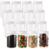 16 Pack Clear Plastic Jars Bottles Containers 16oz Juice Bottles Water Bottles With White Ribbed Lids For Juicing, Smoothies, Kombucha, Tea, Milk Bottles, Homemade Beverages Bottle