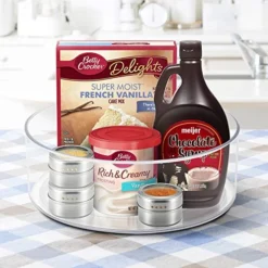 Clear Lazy Susan Organizer - Lazy Susan Turntable For Cabinet & Fridge - Round Plastic Rotating Organizer - 2 Refrigerator Lazy Susans Great Condiments & Spice Spinner & For Kitchen Pantry & Bathroom -Kitchen Island Sale 51A6rLKA0yL