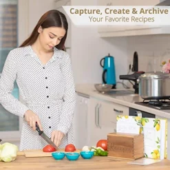 Recipe Box With Cards And Dividers, Protectors & 100 Page Blank Recipe Book To Write In- Recipe Card Box Organizer, Wooden Recipe Card Holder,4x6 Recipe Cards And Box Set For Women,Bridal Shower & Mom -Kitchen Island Sale 51ACiwp1IWL