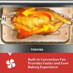 Toshiba ML-EM45P(BS) Countertop Microwave Oven, 1.6 Cu.ft, Black Stainless Steel, Non-inverter Technology & AC25CEW-BS Toaster Oven, 6-Slice Bread/12-Inch Pizza, Black Stainless Steel, 1500W -Kitchen Island Sale 51AHrg2TMEL