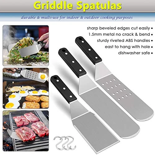 Griddle Accessories Kit Of 14, HaSteeL Stainless Steel Griddle Tools Set With Carrying Bag, Heavy Duty Metal Spatulas, Melting Domes, Scraper For Teppanyaki Flat Top BBQ Outdoor, Dishwasher Safe 2 Griddle Accessories Kit Of 14, HaSteeL Stainless Steel Griddle Tools Set With Carrying Bag, Heavy Duty Metal Spatulas, Melting Domes, Scraper For Teppanyaki Flat Top BBQ Outdoor, Dishwasher Safe - Image 2