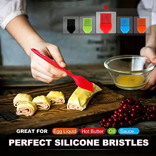 Silicone Pastry Brush, Heat Resistant Basting Brush Set, Perfect For Baking,BBQ Grill,Kitchen Cooking,Strong Steel Core And One-Pieces Design,BPA Free And Dishwasher Safe (5 Pcs) 1 Silicone Pastry Brush, Heat Resistant Basting Brush Set, Perfect For Baking,BBQ Grill,Kitchen Cooking,Strong Steel Core And One-Pieces Design,BPA Free And Dishwasher Safe (5 Pcs)