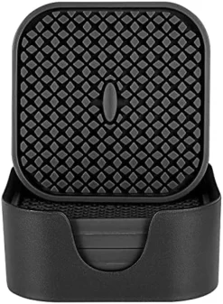 Silicone Coasters [6 Pack] ME.FAN Coasters For Drinks,Drink Coasters With Holder - Cup Mat - Non-Slip, Non-Stick, Stay Put, Deep Tray - Prevents Furniture And Tabletop Damages Square Nave Blue -Kitchen Island Sale 51AV8g4ktWS. AC