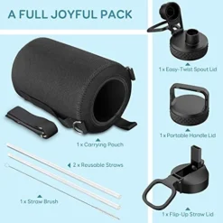 128 Oz Gallon Water Bottle Insulated With Straw&3 Lids, Water Jug Large Stainless Steel Metal Vacuum Wide Mouth For Sports, Gym Or Office, BPA-Free Keep Cold 48H Hot 24H, Samurai Cyan -Kitchen Island Sale 51AaMCeod5L