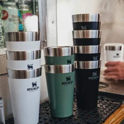 Stanley Adventure Inulsated Stacking Beer Pint Glass, 16oz Stainless Steel Double Wall Rugged Metal Drinking Tumbler (Hammertone Green) -Kitchen Island Sale 51AjMIFb7nL