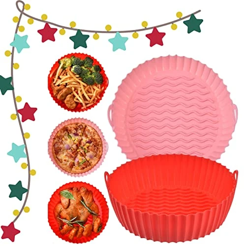 G3 Kitchenware 2-Pack Air Fryer Silicone Liners | Non-Stick Reusable Silicone Air Fryer Liners| Air Fryer Silicone Pot Baking Tray Basket| 8.5 Inch, 5QT – 8QT (Pink&Red) 7 G3 Kitchenware 2-Pack Air Fryer Silicone Liners | Non-Stick Reusable Silicone Air Fryer Liners| Air Fryer Silicone Pot Baking Tray Basket| 8.5 Inch, 5QT – 8QT (Pink&Red) - Image 7