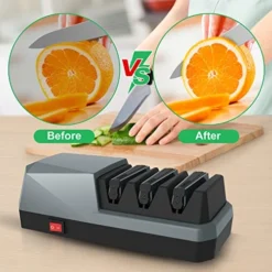 Lectric Knife Sharpener- YOORLEAY Knife Sharpeners, 3 Stage Electric Knife Sharpener, 3-Stage, Grey -Kitchen Island Sale 51AmIDGwBLL