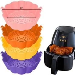 2 Pack Air Fryer Silicone Liners, Silicone Air Fryer Liners, Replacement Of Flammable Parchment Paper, Air Fryer Liners Silicone For 3QT - 5QT (Blue-Grey) -Kitchen Island Sale 51Aq5l 2FlL. AC