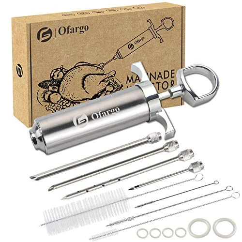 Ofargo 304-Stainless Steel Meat Injector Syringe Kit With 4 Marinade Needles For BBQ Grill Smoker, 2-oz Large Capacity, Both Paper User Manual And E-Book Recipe 1 Ofargo 304-Stainless Steel Meat Injector Syringe Kit With 4 Marinade Needles For BBQ Grill Smoker, 2-oz Large Capacity, Both Paper User Manual And E-Book Recipe
