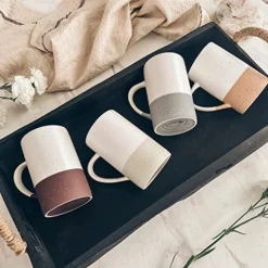 Ora Ceramics 12oz Coffee Mug Set Of 4 - Ceramic Tea Cups With Handle - Microwave And Dishwasher Safe, Perfect For Cup Or Mug Lovers - Rustic Matte Glaze, Modern Design Mugs - Assorted Colors -Kitchen Island Sale 51BDD6uIoJL