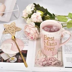 Best Nana Ever Funny Coffee Mug Nana Gifts For Women Grandma Mothers Day Gifts For Nana Women From Grandchildren Grandson Grandkids Grandma Marble Cup 14 Oz Pink With Gift Box -Kitchen Island Sale 51BOvuk2DfL