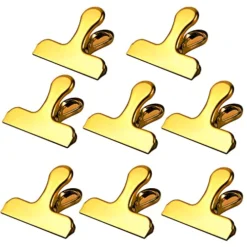 8 Pack Gold Bag Clips, Stainless Steel Chip Clips 3 Inches Heavy Duty Cute Metal Clips For Kitchen Food Snack Bags Air Tight(Gold)