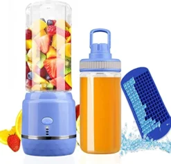 Portable Personal Size Blender, Smoothies And Shakes Blender Mini Shakes Juicer Cup USB Rechargeable Handheld Fruit Machine (2 Juicing Cups)