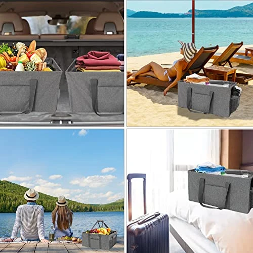 Acnusik Extra Large Utility Tote Bag For Women With Pockets,Canvas Collapsible Tote Bags 5 Acnusik Extra Large Utility Tote Bag For Women With Pockets,Canvas Collapsible Tote Bags - Image 5