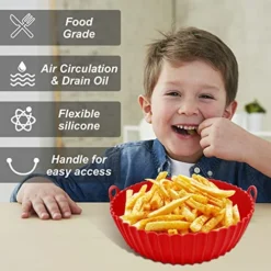 2-Pack Air Fryer Silicone Liners,YEEYAA 7.5inch Reusable Air Fryer Silicone Basket,Food Grade And Heat Resistant Air Fryer Silicone Pot Round For 3 To 5 QT For Air Fryer Accessories -Kitchen Island Sale 51BuE2YVQZL