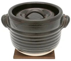 Kotobuki 190-813 Japanese Tenmoku Earthenware Rice Pot, Brown