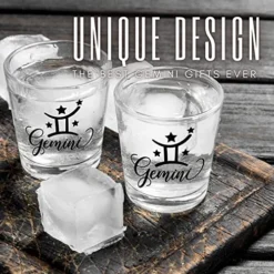 Zodiac Gemini Sign Shot Glass Set Of 2, Unique May June Birthday Gifts For Women, Men, Friend, Coworker, Wife, Husband- (1.5oz/45ml) -Kitchen Island Sale 51BwdvNRQfL