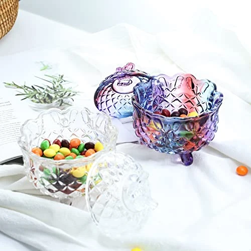 Royal Embossed Crystal Glass Candy Box With Lid Footed Jewelry Box Candy Jar Bowl Wedding Candy Buffet Jars Kitchen Storage Jar, 10 Oz 7 Royal Embossed Crystal Glass Candy Box With Lid Footed Jewelry Box Candy Jar Bowl Wedding Candy Buffet Jars Kitchen Storage Jar, 10 Oz - Image 7