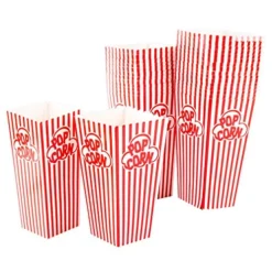 Popcorn Containers Boxes (100 Pack) - Striped White And Red Paper - For Home Movie Theater -Kitchen Island Sale 51CIMChdmGL
