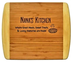 NANA GIFT- Engraved 2-Tone Bamboo Cutting Board - 2-Sided Design Engraved Side Designed For Decor Reverse Side For Usage – Best Grandma Ever Birthday Mother’s Day Christmas (11 1/2 X 13 1/2)