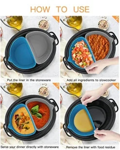 Upgrade Slow Cooker Liners Fit For Crockpot & Hamilton Beach, Reusable Silicone Crock Pot Liner Insert Fits 6-8 Quart Oval Slow Cooker, Leakproof, BPA Free, Handwash, Dishwasher Safe, 2pcs -Kitchen Island Sale 51CROxEECRL