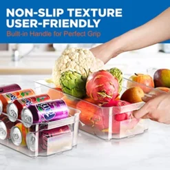 Set Of 6 Refrigerator Organizer Bins - Stackable Clear Plastic Bin With Handles, Egg Tray - For Fridge, Freezer, Kitchen, Cabinet, Countertops, Pantry - BPA Free Food Storage Rack - NCFO66 -Kitchen Island Sale 51CRvGkBVbL