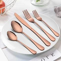 20-Piece Copper Silverware Flatware Set For 4, Stainless Steel Eating Utensils Cutlery Includes Knives/Spoons/Forks, Tableware For Home Restaurant Party, Dishwasher Safe, Mirror Polished 18 20-Piece Copper Silverware Flatware Set For 4, Stainless Steel Eating Utensils Cutlery Includes Knives/Spoons/Forks, Tableware For Home Restaurant Party, Dishwasher Safe, Mirror Polished -Kitchen Island Sale 51CVTZ1bp1L