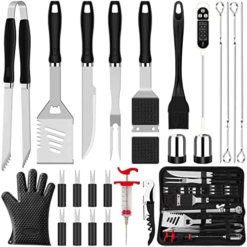 26pcs Grilling Accessories Kit For Men Women, Stainless Steel Heavy Duty BBQ Tools With Glove And Corkscrew, Grill Utensils Set In Portable Canvas Bag For Outdoor,Camping,Backyard,Brown 5 26pcs Grilling Accessories Kit For Men Women, Stainless Steel Heavy Duty BBQ Tools With Glove And Corkscrew, Grill Utensils Set In Portable Canvas Bag For Outdoor,Camping,Backyard,Brown - Image 5