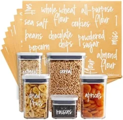 157 Pantry Labels For Food Containers, Preprinted Clear Kitchen Food Labels For Organizing Storage Canisters & Jars, Black Script + Numbers Stickers -Kitchen Island Sale 51DBIdkZhZL. AC
