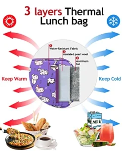 Home Lunch Box For Kids Lunch Boxes Insulated Lunch Containers Lunchboxes Kids Lunch Bag For Girls Lunch Box For School Thermal Meal Small Lunch Tote Toddler Lunch Box For Boy Purple Cat