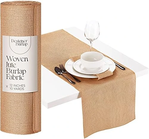 Table Runner - For Farmhouse-Style Dining Room - Burlap Roll Woven Jute Fabric Placemats Or Centerpieces -Rustic Home Decor For Coffee, Tea, & Outdoor Tables - Long Roll (14in*10yards) 7 Table Runner - For Farmhouse-Style Dining Room - Burlap Roll Woven Jute Fabric Placemats Or Centerpieces -Rustic Home Decor For Coffee, Tea, & Outdoor Tables - Long Roll (14in*10yards) - Image 7