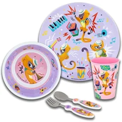 Kids Dinnerware Cartoon Designed Mealtime Kitchen Set, 5 Piece Pack, Sony Vivo