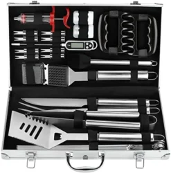 26PC Exclusive BBQ Grill Accessories In Aluminum Case For Birthday Christmas Grilling Gifts - Premium Grill Utensils Set With Barbecue Claws, Meat Injector, Thermometer For Smoker, Camping -Kitchen Island Sale 51EHnOfCT8L. AC