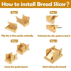 Kitchen Bamboo Bread Slicer, Adjustable Bread Cutting Guide, Foldable Bread Cutter For Homemade Bread, Bread Loaf Slicer With Crumb Catcher (12.5"×8.5"×7") -Kitchen Island Sale 51END6ZYrkS