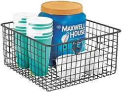 MDesign Metal Wire Food Storage Basket Organizer With Handles For Organizing Kitchen Cabinets, Pantry Shelf, Bathroom, Laundry Room, Closets, Garage - Concerto Collection - Soft Brass -Kitchen Island Sale 51EUNGDm6L. AC