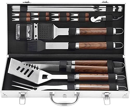 20PCS BBQ Grill Tools Set - Extra Thick Stainless Steel Fork, Spatula, Tongs& Cleaning Brush - Complete Barbecue Grilling Utensils Set In Aluminum Storage Case - Perfect Grill Gifts For Men 8 20PCS BBQ Grill Tools Set - Extra Thick Stainless Steel Fork, Spatula, Tongs& Cleaning Brush - Complete Barbecue Grilling Utensils Set In Aluminum Storage Case - Perfect Grill Gifts For Men - Image 8