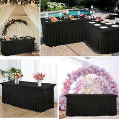 3 Pack Stretch Tablecloth Spandex Table Skirts For Rectangle Tables Washable Wrinkle Resistant Table Covers 6ft And Fitted Table Skirts For Tradeshows,Banquets Or Restaurants,Parties,Events (Black) -Kitchen Island Sale 51Eboi7ie1L