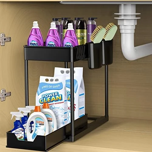 Wohingo Under Sink Sliding Organizers,2 Tier Home Under Cabinet Basket Organization And Storage Rack,Multi-purpose Countertop Storage Shelf For Bathroom Kitchen 7 Wohingo Under Sink Sliding Organizers,2 Tier Home Under Cabinet Basket Organization And Storage Rack,Multi-purpose Countertop Storage Shelf For Bathroom Kitchen - Image 7