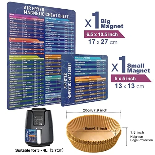 Ir Fryer Magnetic Cheat Sheet Set With Parchment Paper 100PCS,Air Fryer Cook Times,Magnet Sheet Quick Reference Guide, Air Fryer Accessories For Cooking And Frying 4 Ir Fryer Magnetic Cheat Sheet Set With Parchment Paper 100PCS,Air Fryer Cook Times,Magnet Sheet Quick Reference Guide, Air Fryer Accessories For Cooking And Frying - Image 4