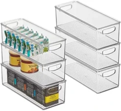 Plastic Pantry Storage Box Container With Lid And Built-In Handles - Organization For Flour, Cereal, Pasta, Rice, Or Food In Kitchen Cupboard, Ligne Collection, 6 Pack, Clear/Clear -Kitchen Island Sale 51FDfWtVZnL. AC