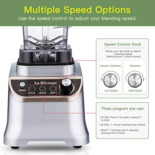 1200 Watts Powerful Blender Countertop High Speed With 51 Oz BPA Free Jar For Smoothies, Shakes, Frozen Drinks 2 1200 Watts Powerful Blender Countertop High Speed With 51 Oz BPA Free Jar For Smoothies, Shakes, Frozen Drinks - Image 2