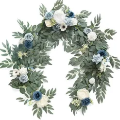 Eucalyptus Garland With Flowers 6FT，Table Runner With Flowers Handcrafted Wedding Centerpieces For Rehearsal Dinner Bridal Shower | Blush Powder Blue -Kitchen Island Sale 51FobkOAPCL. AC