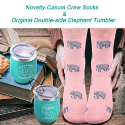 Lephant Gifts For Women, Birthday Gifts For Elephant Lovers, Elephant Gifts For Wedding Thanksgiving Christmas Mother's Day, Funny Wine Tumbler, Elephant Bracelet, Keychain, Jewelry Dish, Bag, Socks -Kitchen Island Sale 51FpGGtzouL