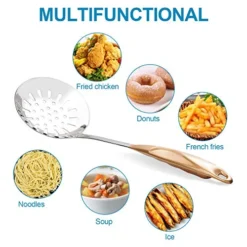 2 PCS Skimmer Spoon And Pasta Server Stainless Steel Spaghetti Fork Slotted Spoon With Gold Plated Vacuum Insulated Handle Kitchen Cooking Utensils For Daily Cooking Use -Kitchen Island Sale 51Fst6kA4wL