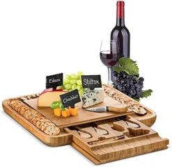 Large Charcuterie Board Gift Set - Bamboo Cheese Board And Knife Set - Wooden Cheese Board Platter - Meat/Cheese Cutting Board With 4 Cheese Knives - Mothers Day Gifts, Housewarming, Wedding Gift -Kitchen Island Sale 51FtLijmYXS. AC
