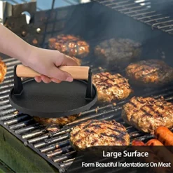 Cast Iron Burger Press, 7 Inch Round Heavy Duty Bacon Meat Steak Grill Press With Wooden Handle, Heat Proof, Rust Resistance, Griddle Accessorie Burger Smasher For BBQ Flat Top Teppanyaki 16 Cast Iron Burger Press, 7 Inch Round Heavy Duty Bacon Meat Steak Grill Press With Wooden Handle, Heat Proof, Rust Resistance, Griddle Accessorie Burger Smasher For BBQ Flat Top Teppanyaki -Kitchen Island Sale 51Fybln6HtL