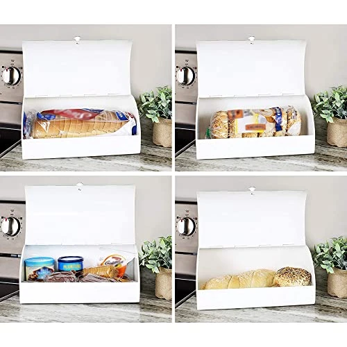 White Bread Box; Farmhouse Vintage Enamelware Countertop Bread Bin 2 White Bread Box; Farmhouse Vintage Enamelware Countertop Bread Bin - Image 2