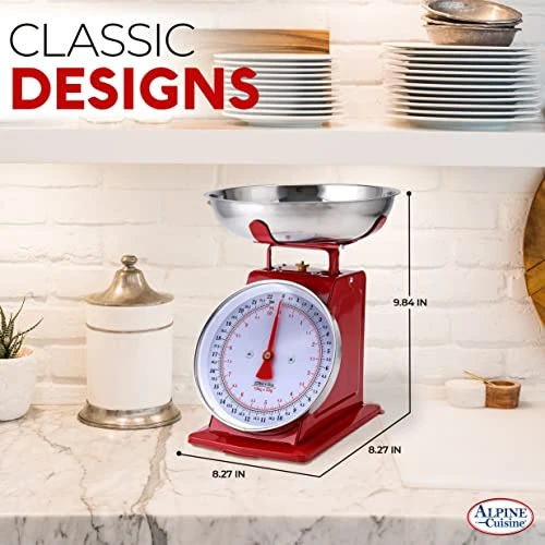 Alog Kitchen Scale Red - Mechanical Kitchen Weighing Food Scale Weighs Up To 22 Lbs, Analog Food Scale For Kitchen - Measures In Grams And Ounces - Food Weight Scale 4 Alog Kitchen Scale Red - Mechanical Kitchen Weighing Food Scale Weighs Up To 22 Lbs, Analog Food Scale For Kitchen - Measures In Grams And Ounces - Food Weight Scale - Image 4