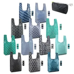BeeGreen Reusable Grocery Bags Shopping Bags Groceries Totes 12 Pack 50LBS Foldable Fashion Bags W Small Bag Geometry Large Grocery Bags W Handles Bulk Washable Heavy Duty Polyester Fabric Cloth